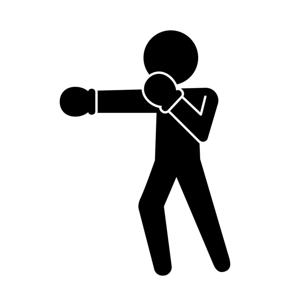 Punching boxer silhouette icon. vector
