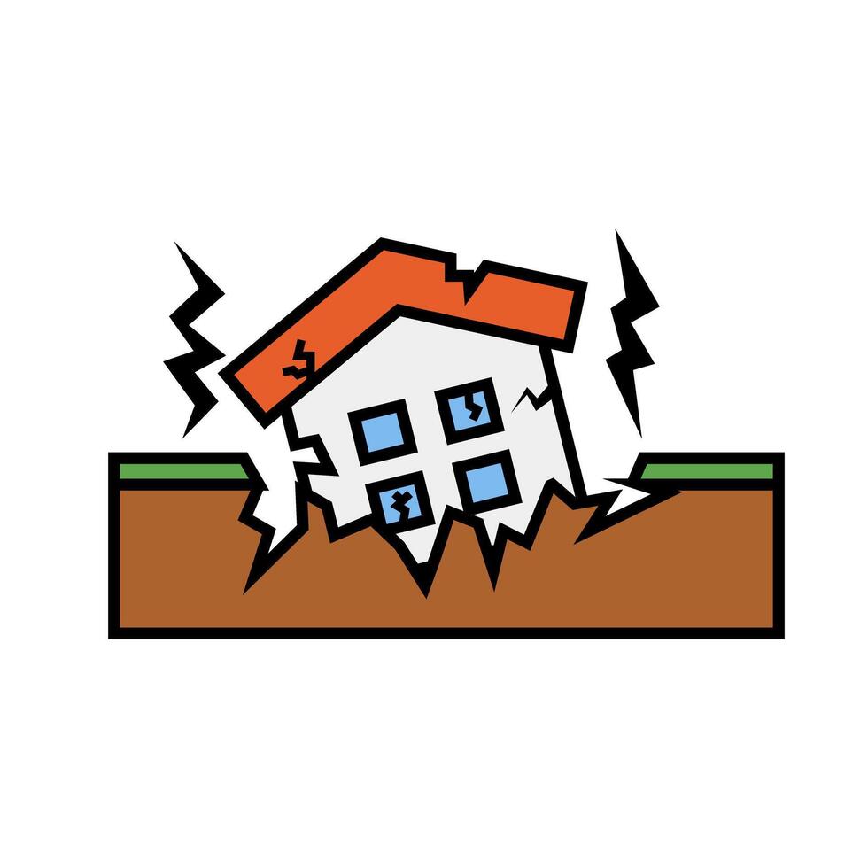 Earthquake and damaged house. Disaster damage. vector