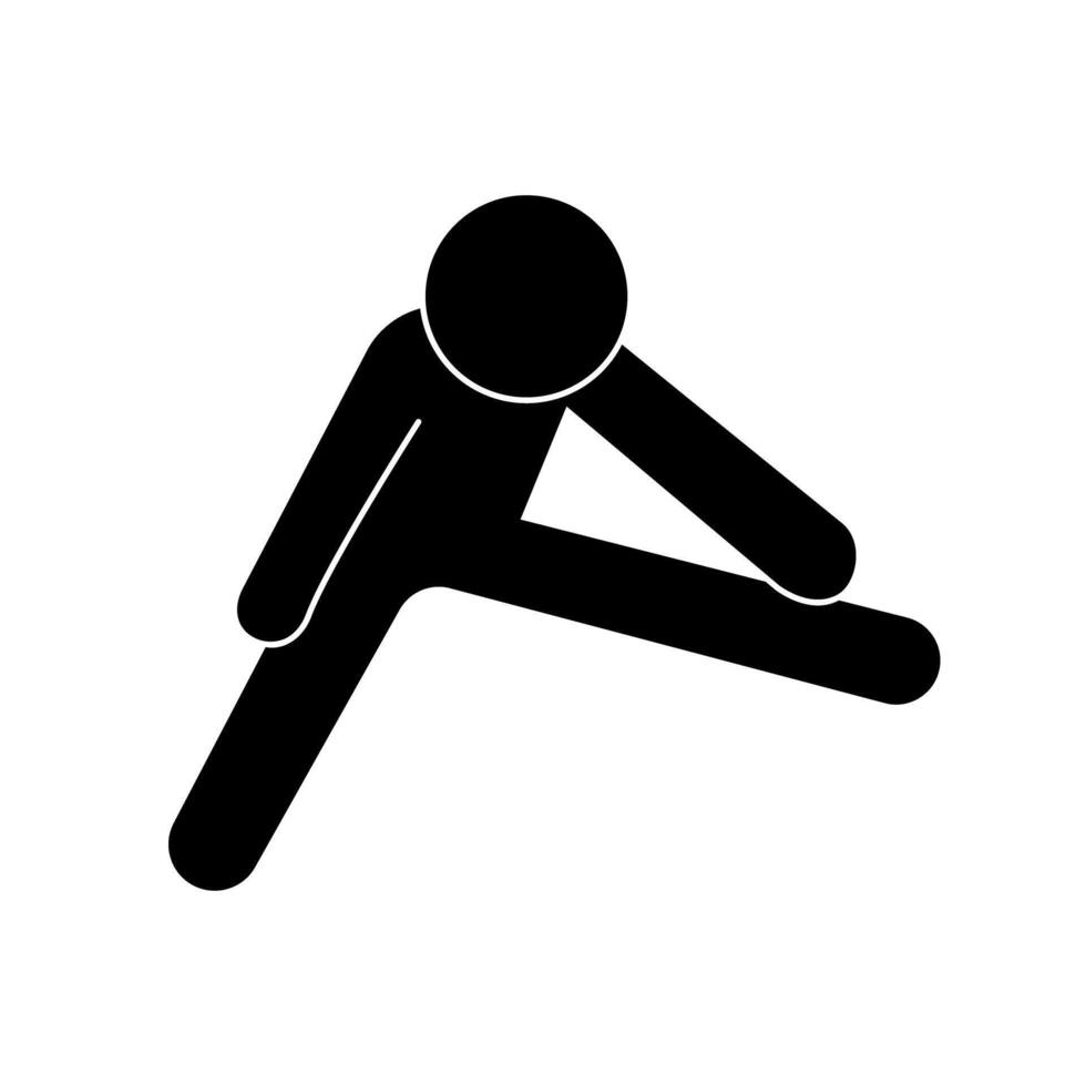 Seated forward bending stretch silhouette. vector