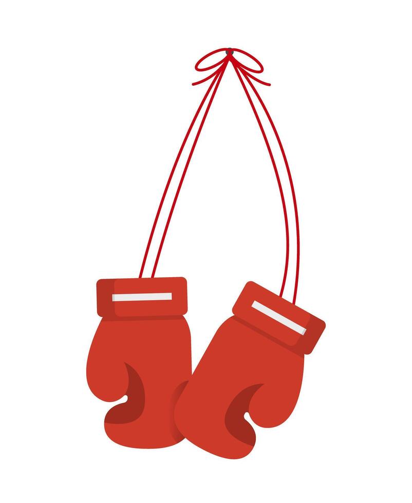 Hanging boxing gloves icon. vector