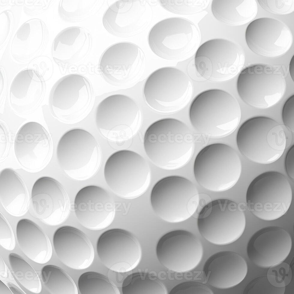 Close-up of a white textured surface with round dimples from a golf ball photo