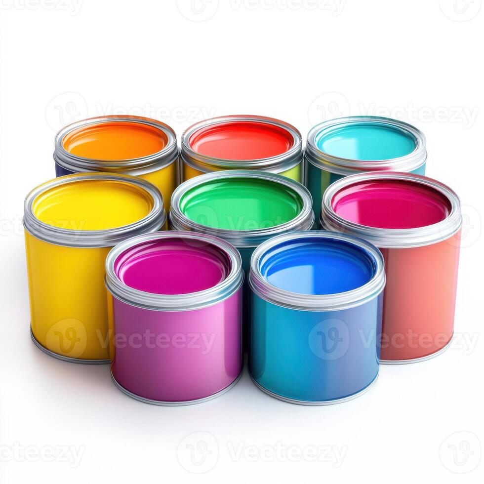 color paint cans isolated photo