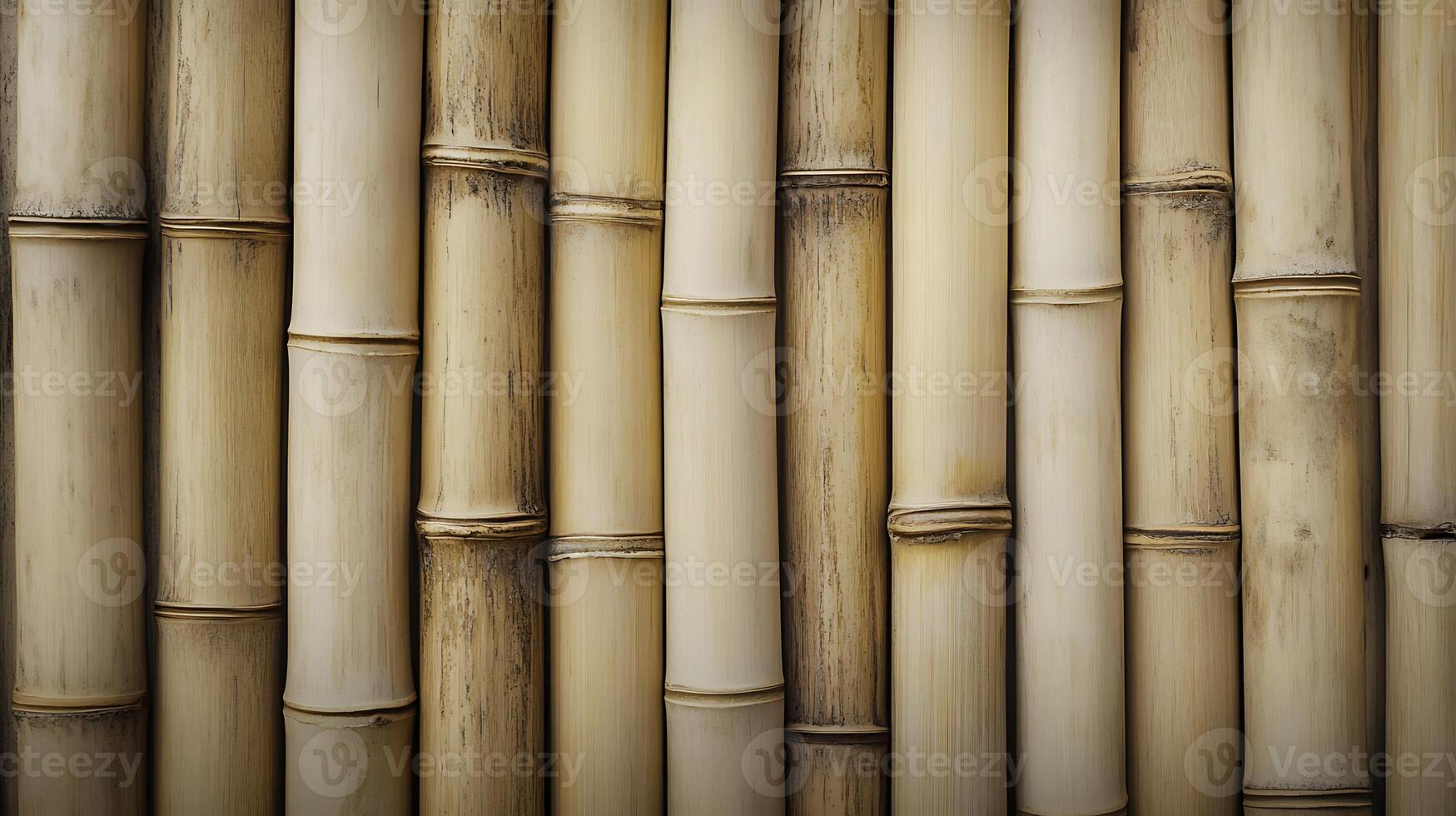 Natural bamboo texture with light yellowish tones and faint horizontal lines photo