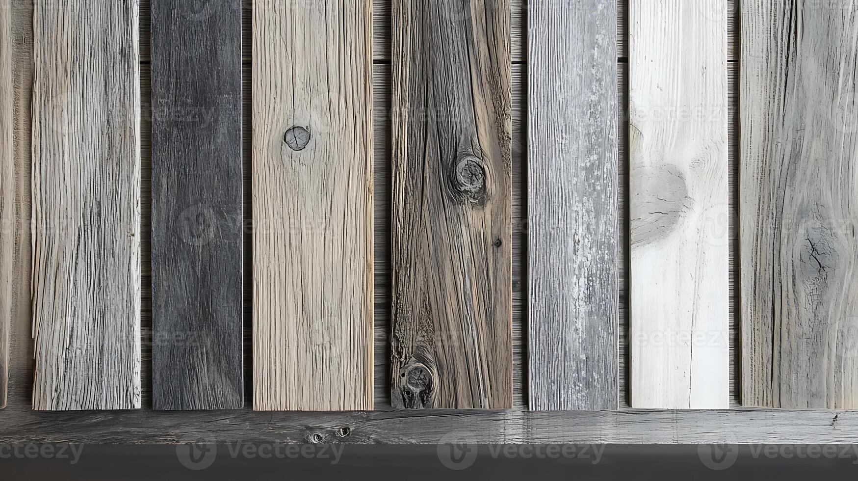 Weathered barn wood with a soft gray tone and faint grain texture photo