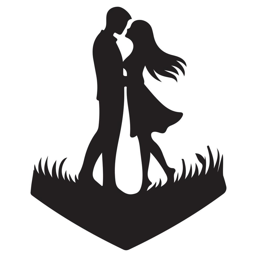 Couple romance in valentines day silhouette design element vector