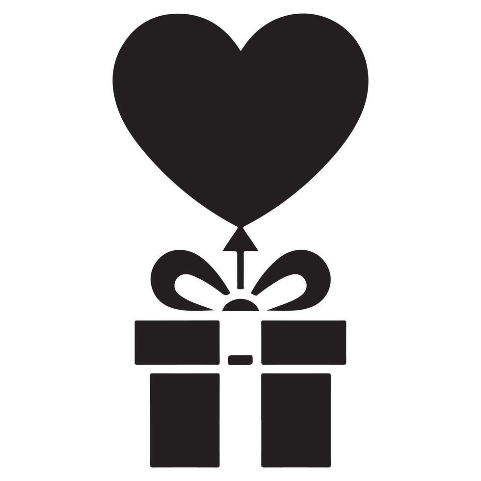 Gift box flat line silhouette isolated on white background vector