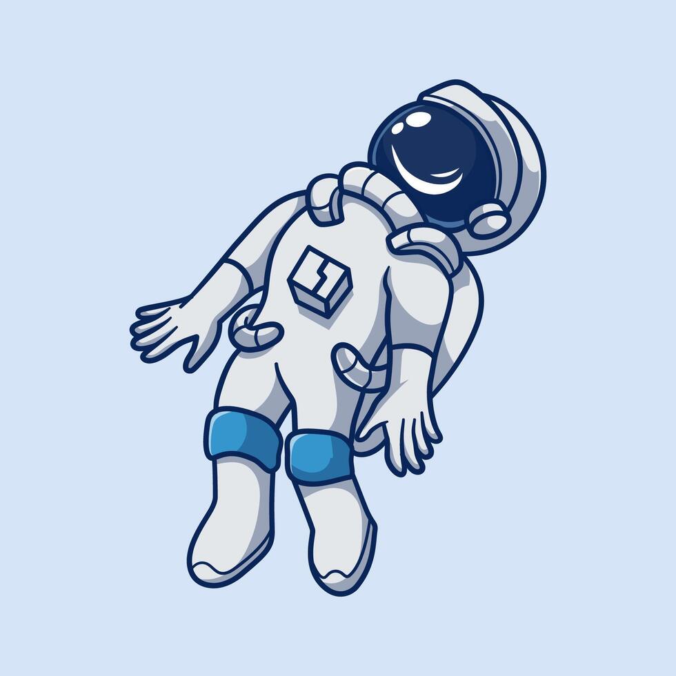 Cute Cartoon Astronaut Illustration Floating in Space vector
