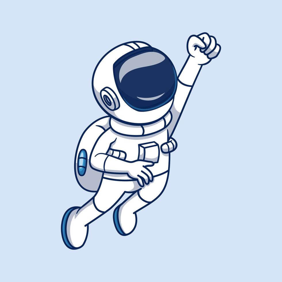 Cute Cartoon Astronaut Illustration Flying in Outer Space vector