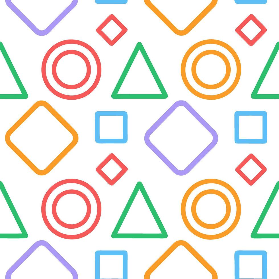 Beautiful Geometric Shapes in Rainbow Colors cute beautiful hand drawn colorful line pattern art illustration vector