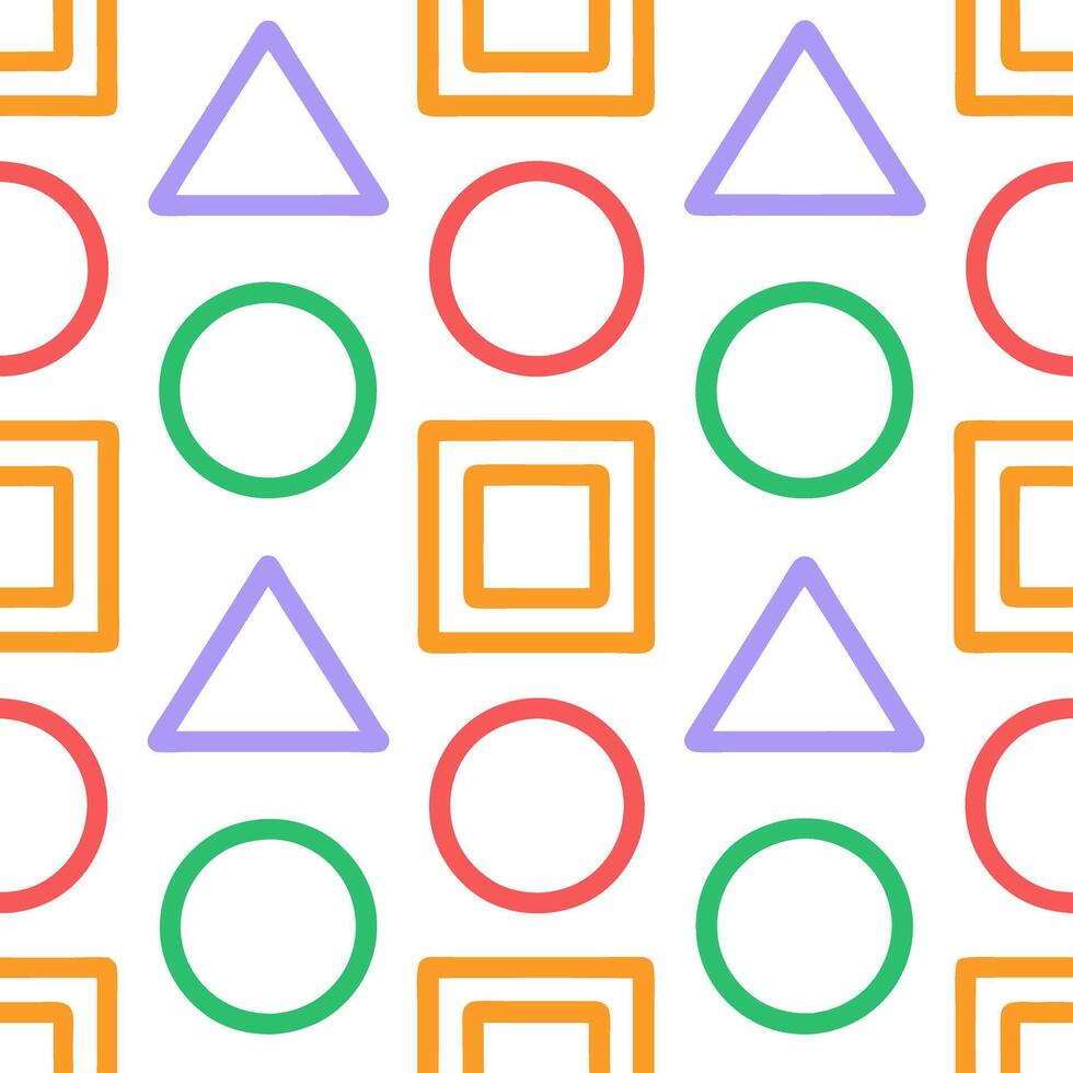 Hand-Drawn Rainbow Geometric Shapes cute beautiful hand drawn colorful line pattern art illustration vector