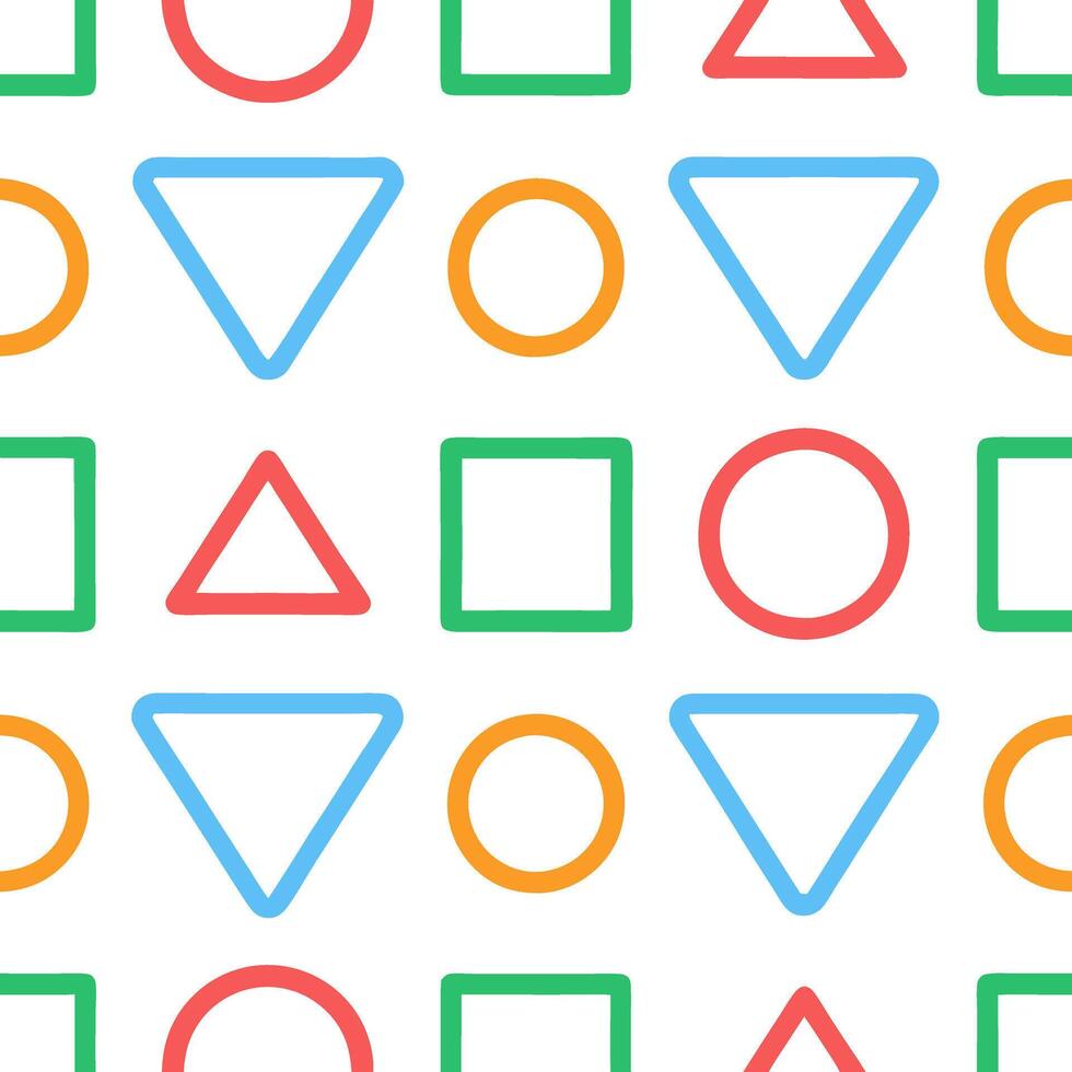 Geometric Shapes and Lines in Vibrant Rainbow Colors cute beautiful hand drawn colorful line pattern art illustration vector