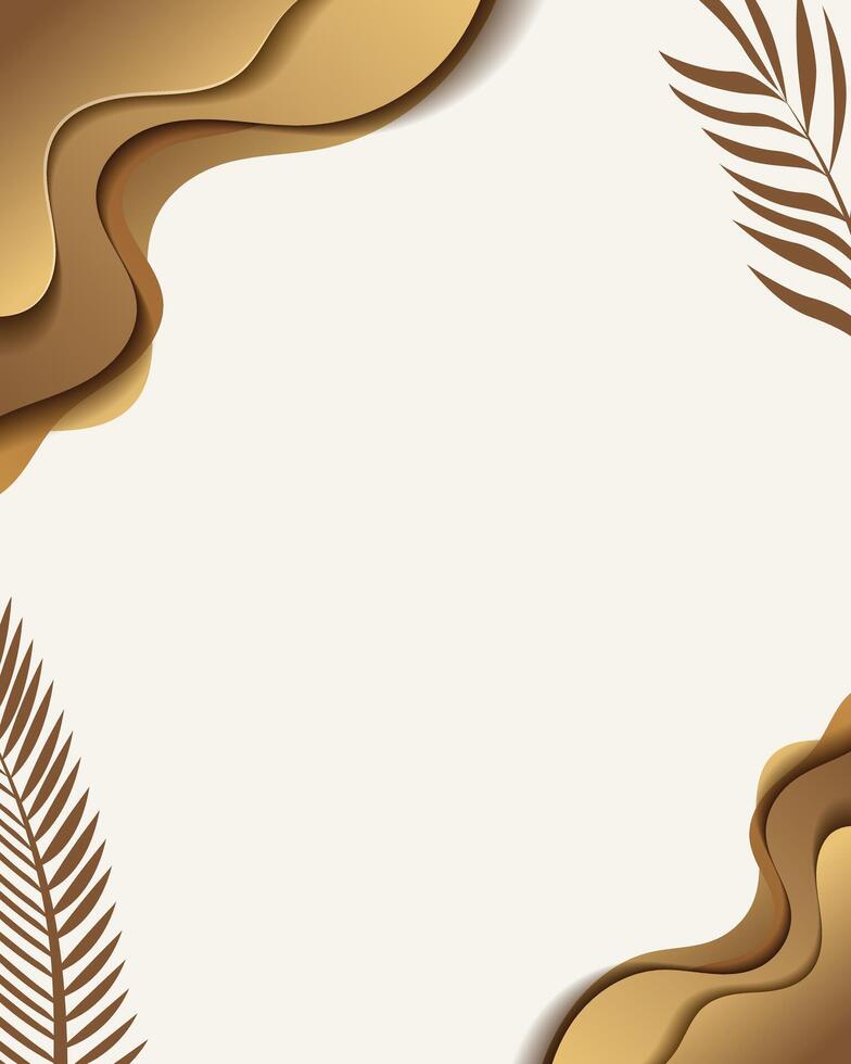 Abstract gold liquid border greeting card cover blank background vector