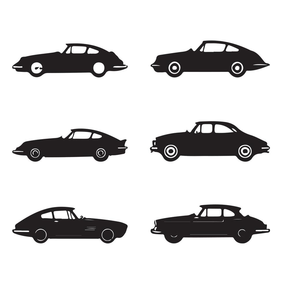 Large Silhouettes of Car Icons vector