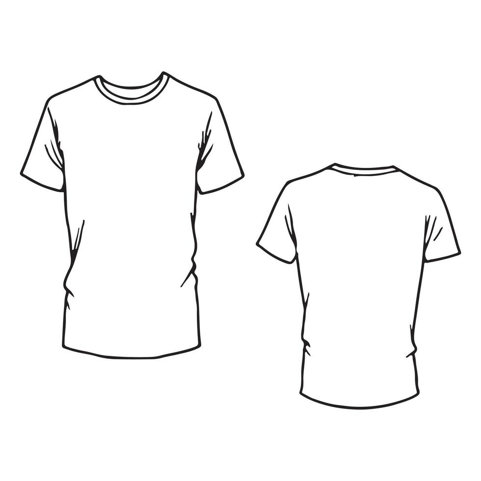 simple flat sketch design graphic for a crew neck t-shirt template vector