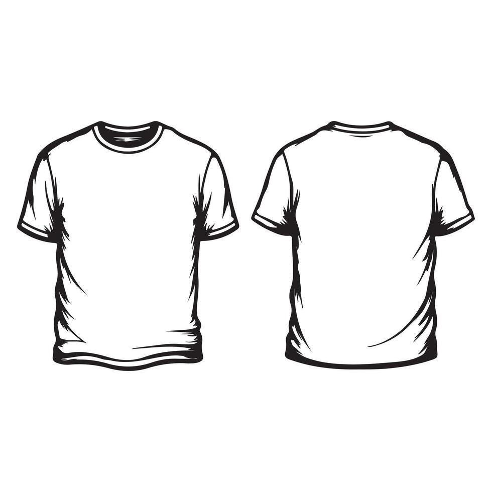 Men's blank t-shirt art illustration mockups on front and back vector