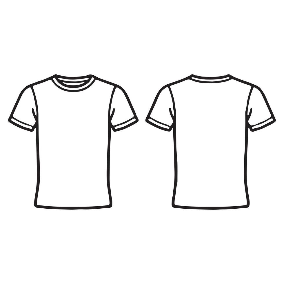 very easy flat sketch design graphic for a crew neck t-shirt template vector
