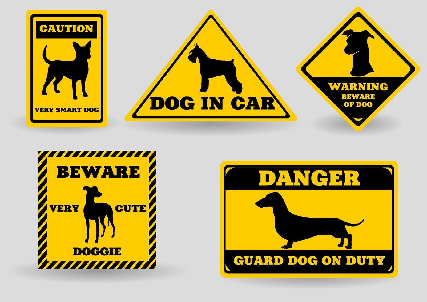 A set of funny signs about dogs vector