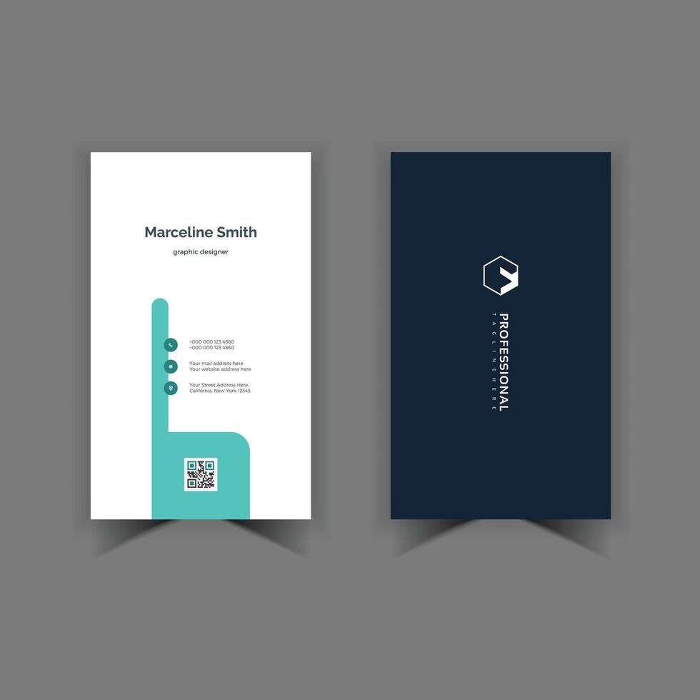 Corporate white and dark blue Business card design vector