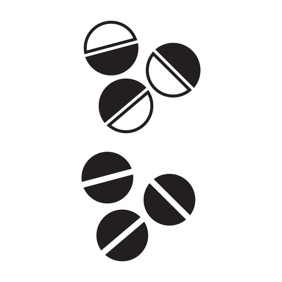 Simple Black and White Illustration of Multiple Divided Pill Shapes vector