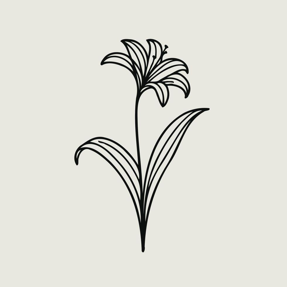 A black and white drawing of a flower vector