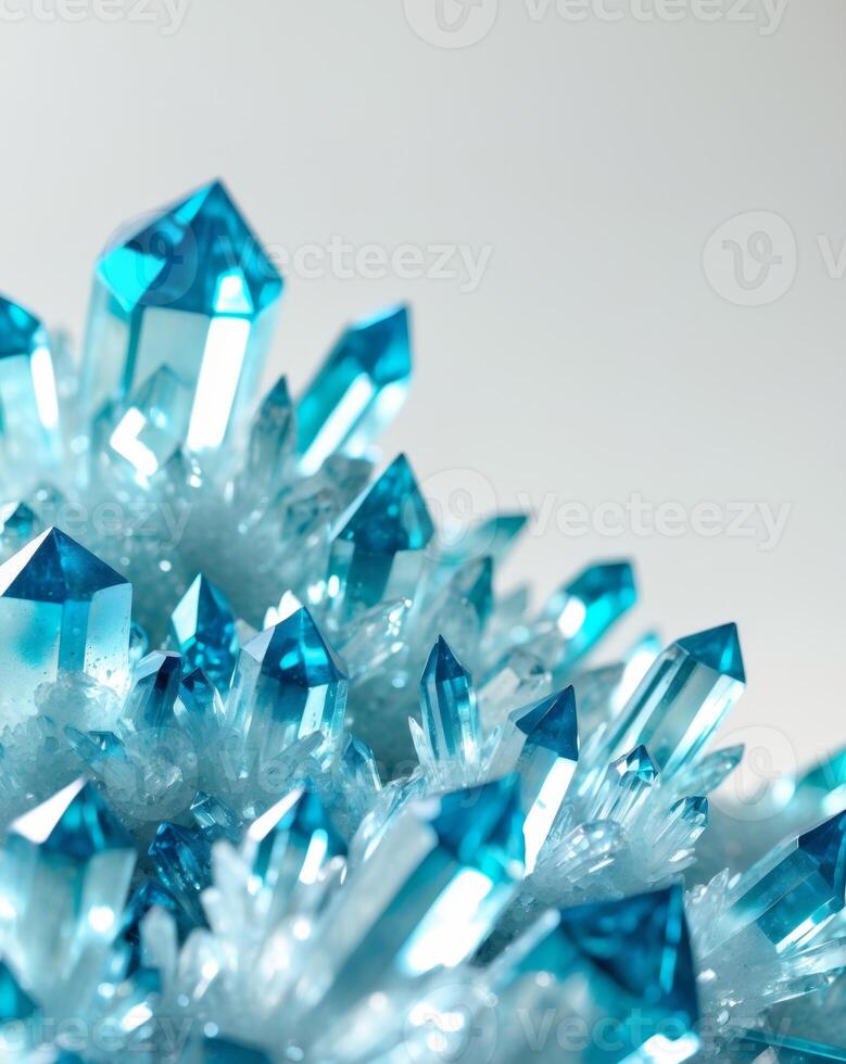Blue Crystal Clusters Glistening In Light photo