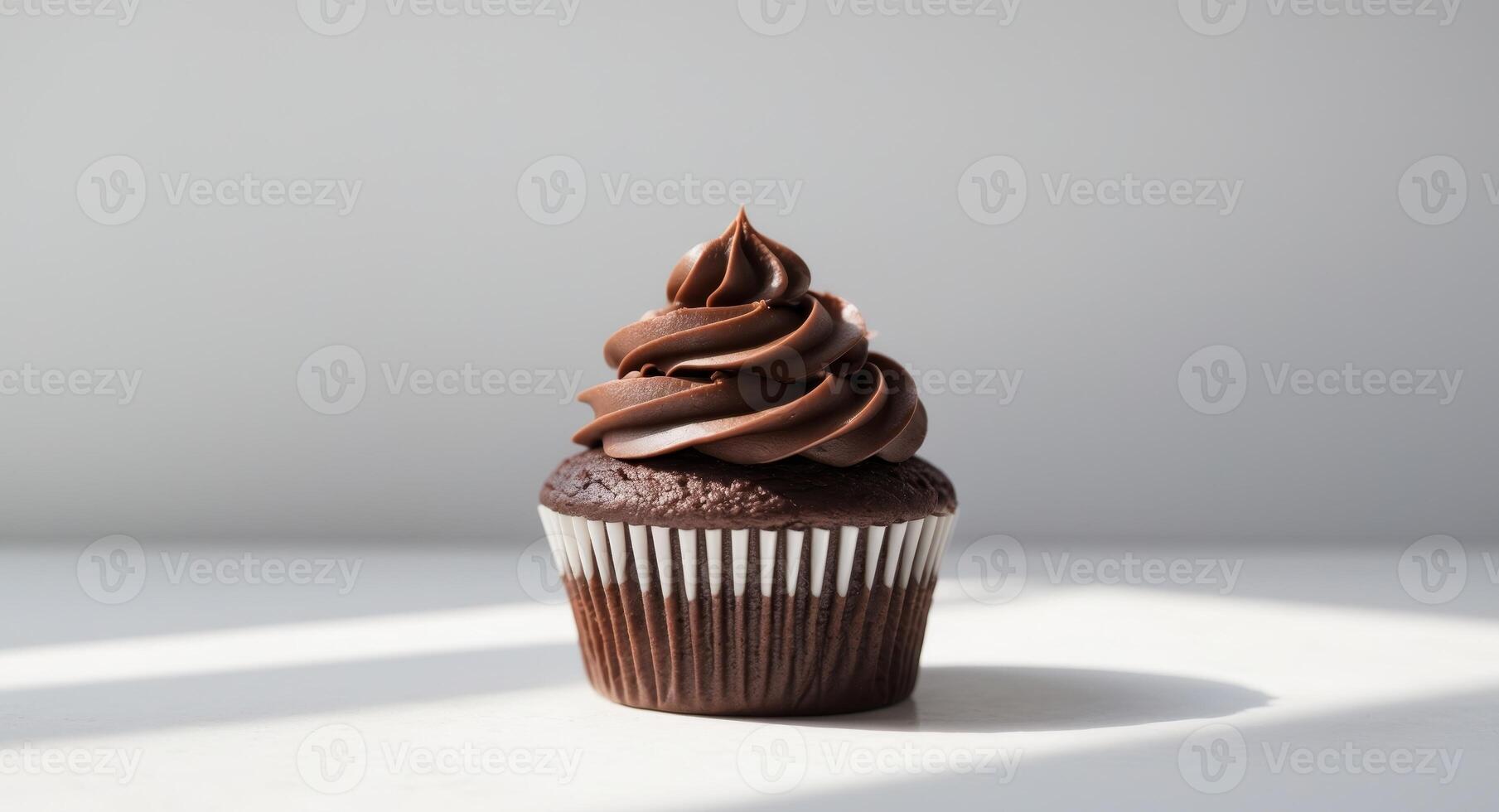 A chocolate cupcake with a frosting on top photo