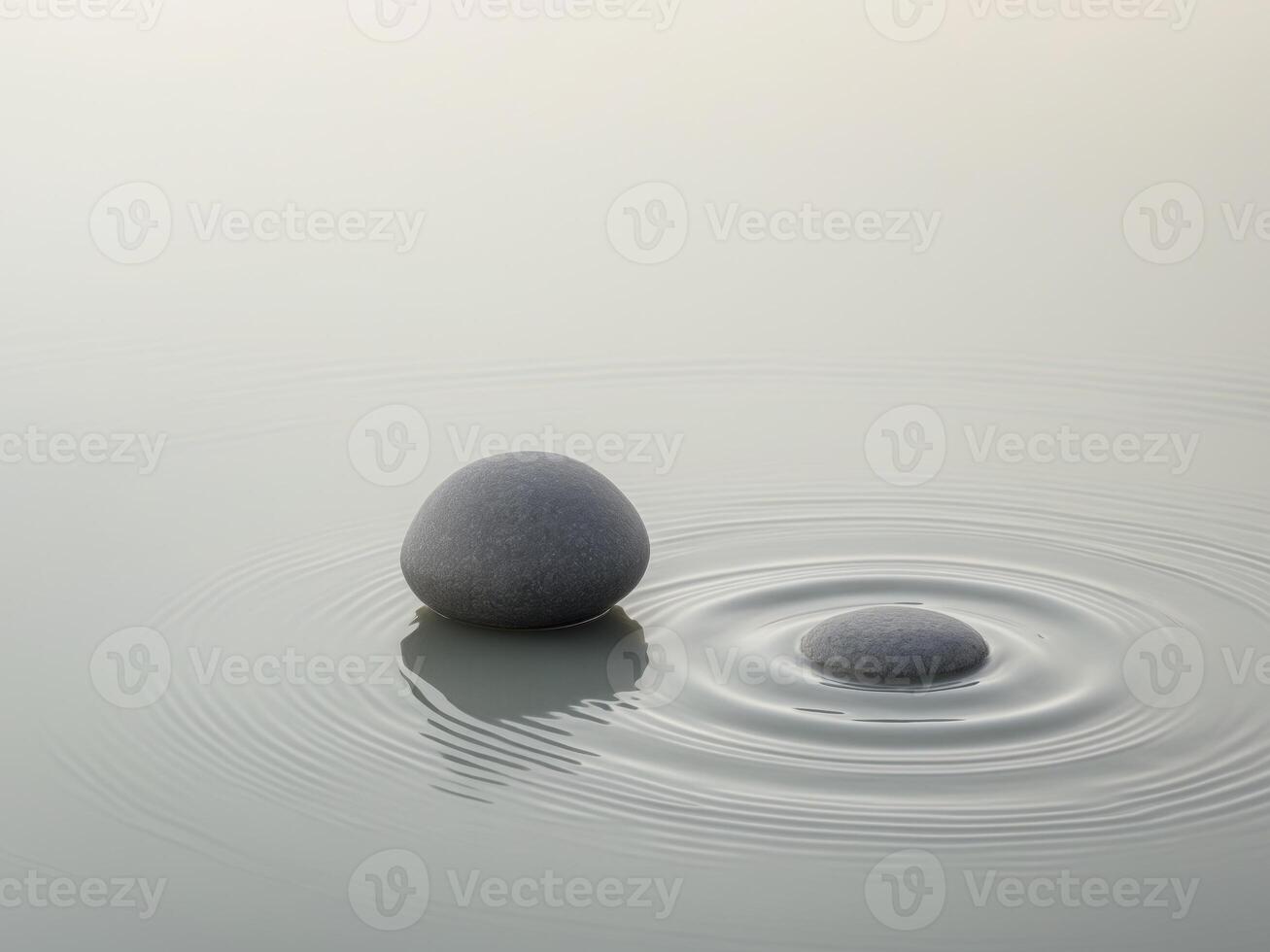 Two rocks in the water with a wave in the middle photo