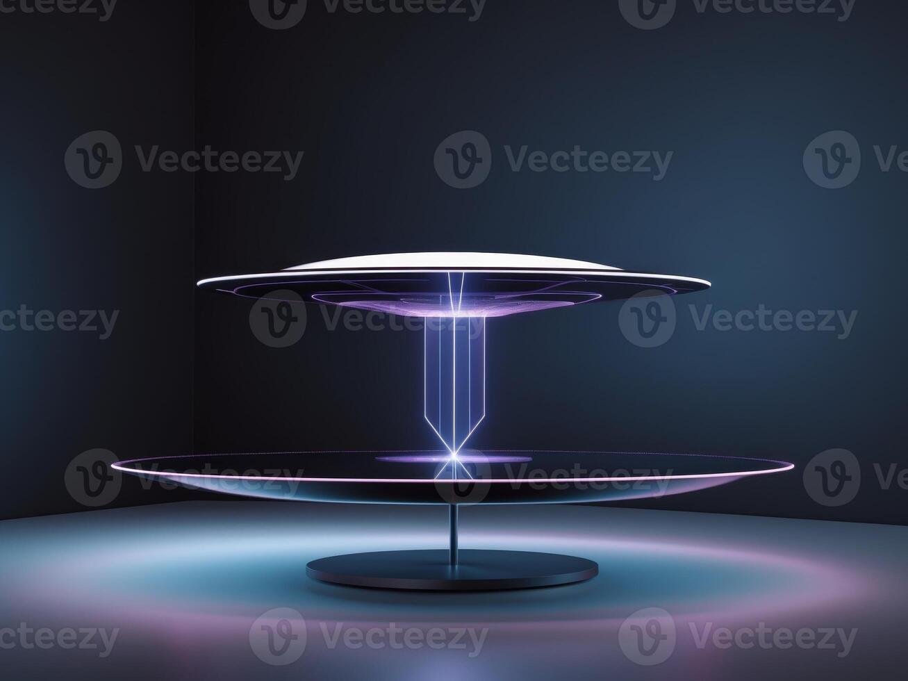 A futuristic table with a light on top photo