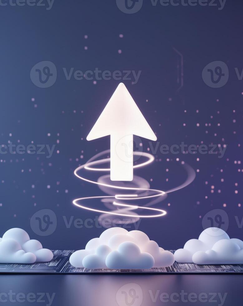 Cloud computing concept with arrow up and cloud computing concept with arrow up photo