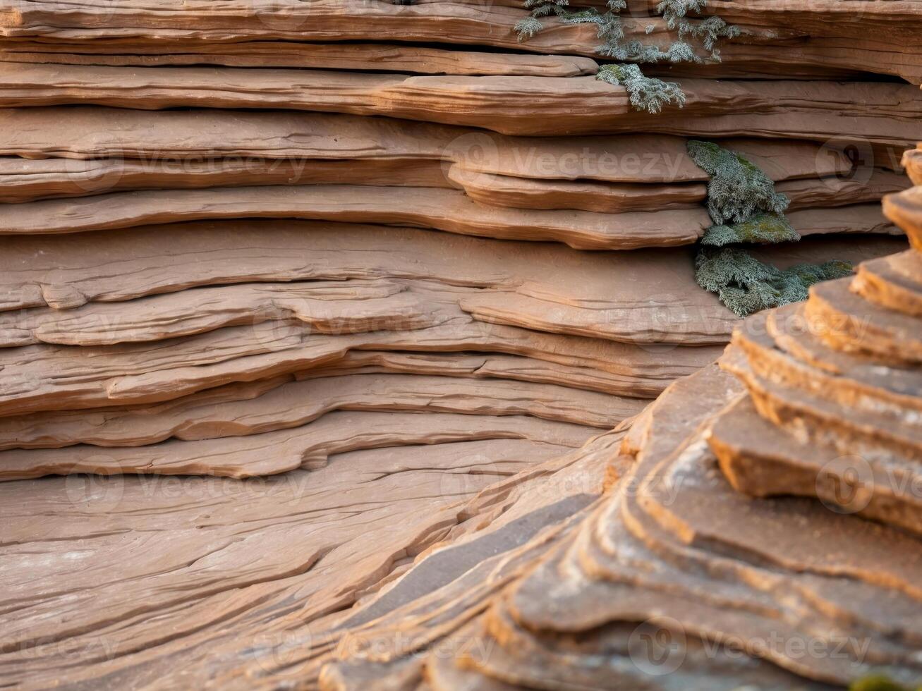 Layered Natural Rock Formation in Earthy Tones for Textural Background or Geological Study Use. photo