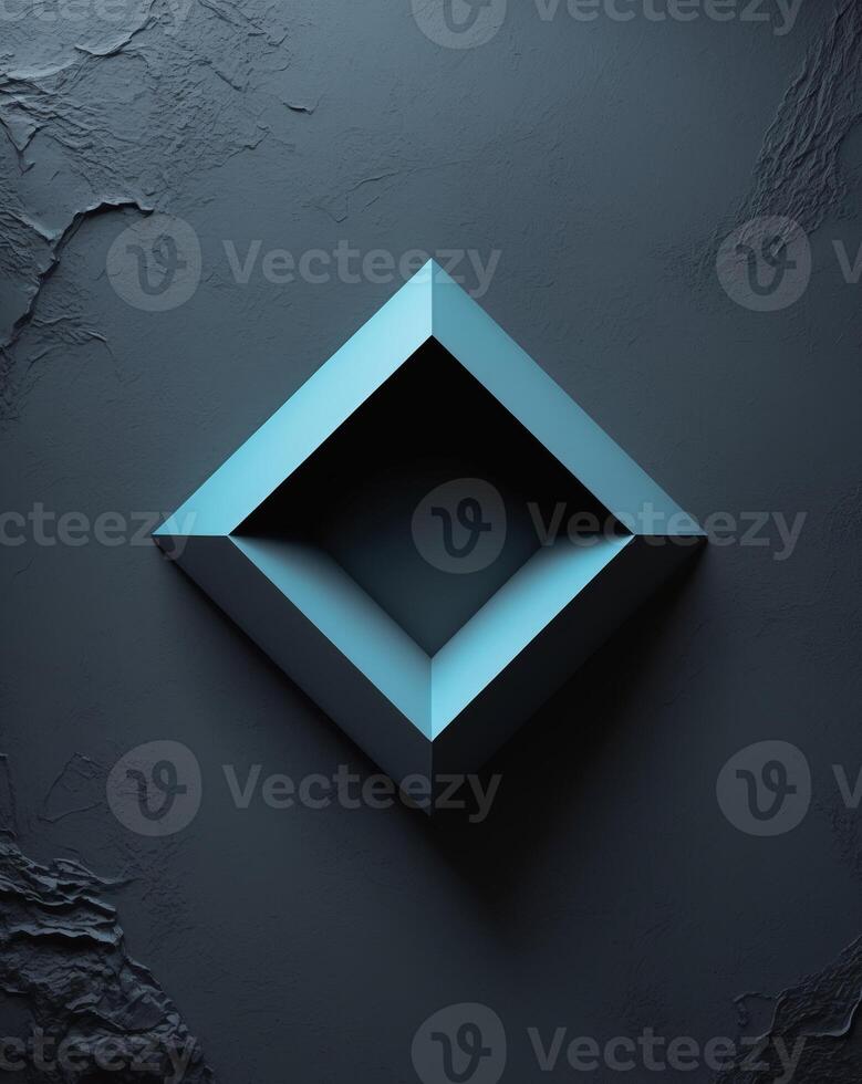 Creative Design Featuring a Geometric Shape on a Dark Background With Texture. photo