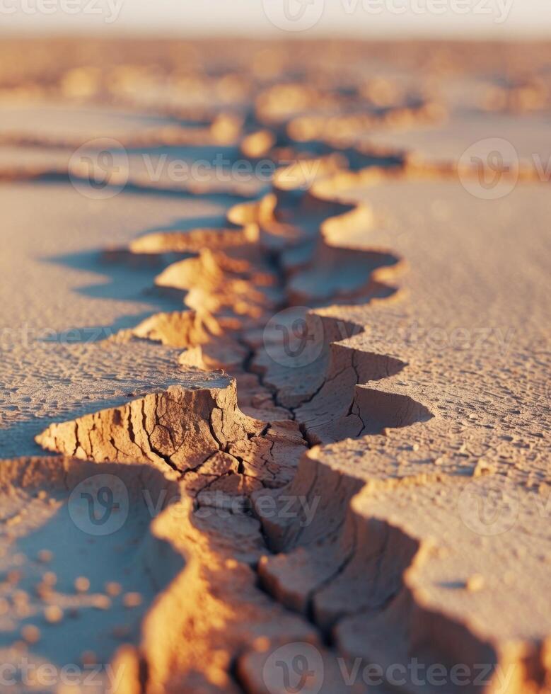 Natural Background with Deep Cracks in Dry Soil. photo