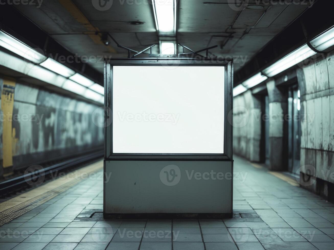 An empty billboard in a subway station photo