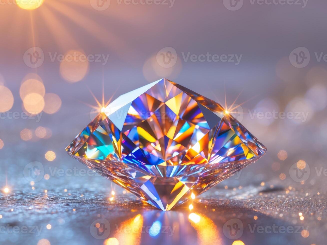 A diamond is shown on a shiny surface photo