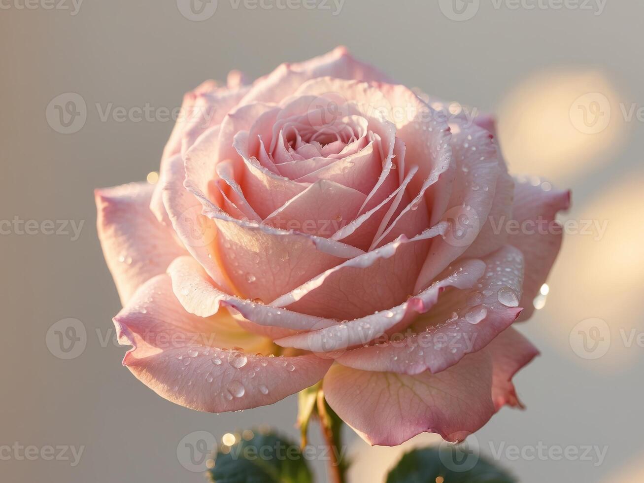 A pink rose with water droplets on it photo