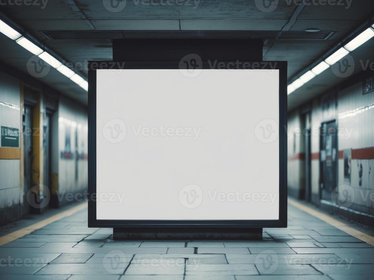 An empty billboard in a subway station photo