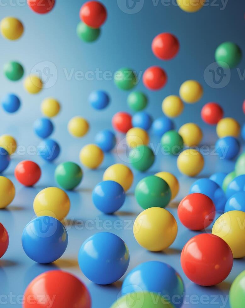 Colorful Playground Balls on Blue Surface. photo