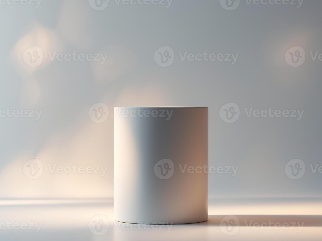 cylindrical empty stand podium for displaying cosmetics and product on abstract background photo