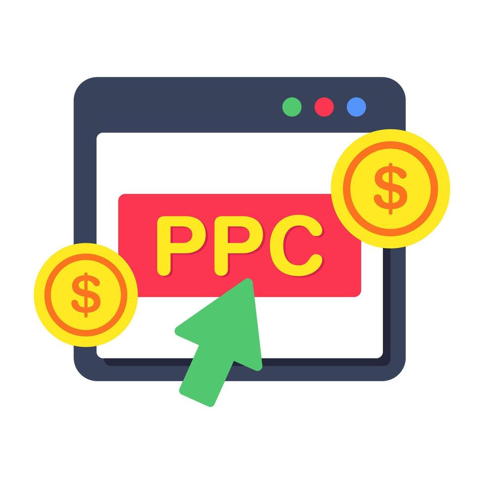 Conceptual flat design icon of pay per click vector