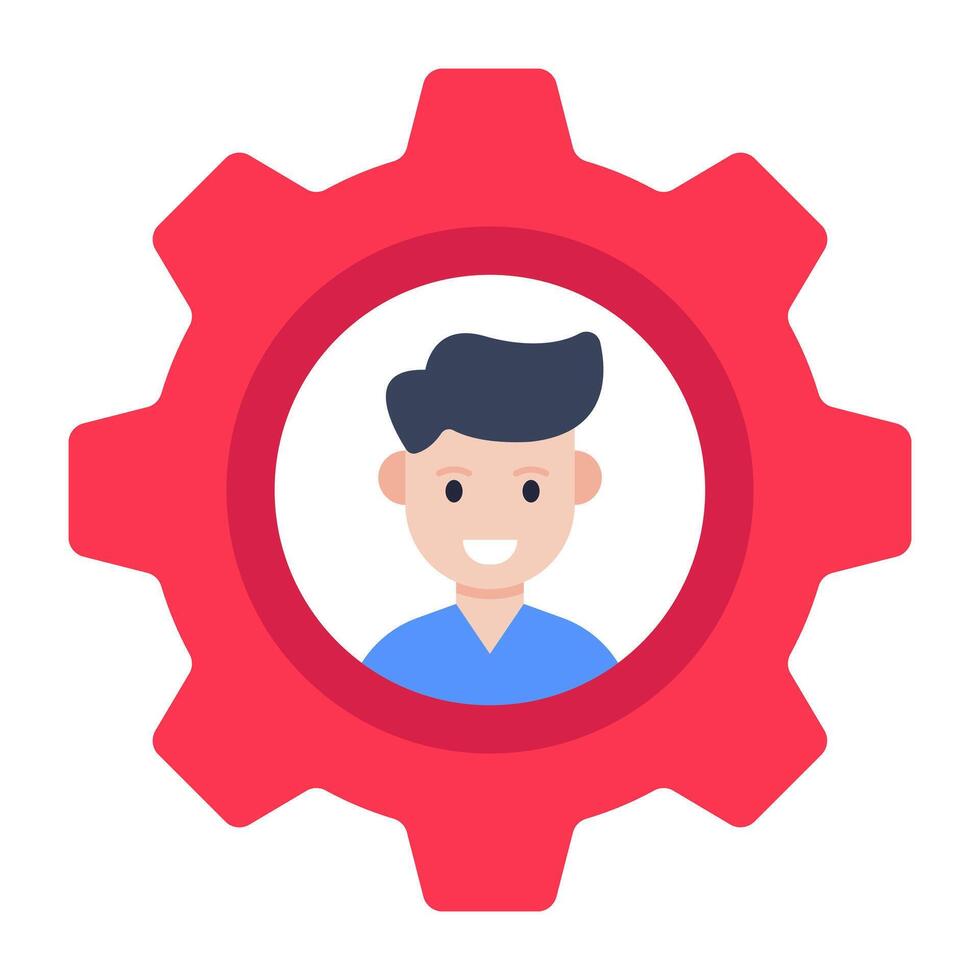 Avatar with gear showing concept of employee setting icon vector