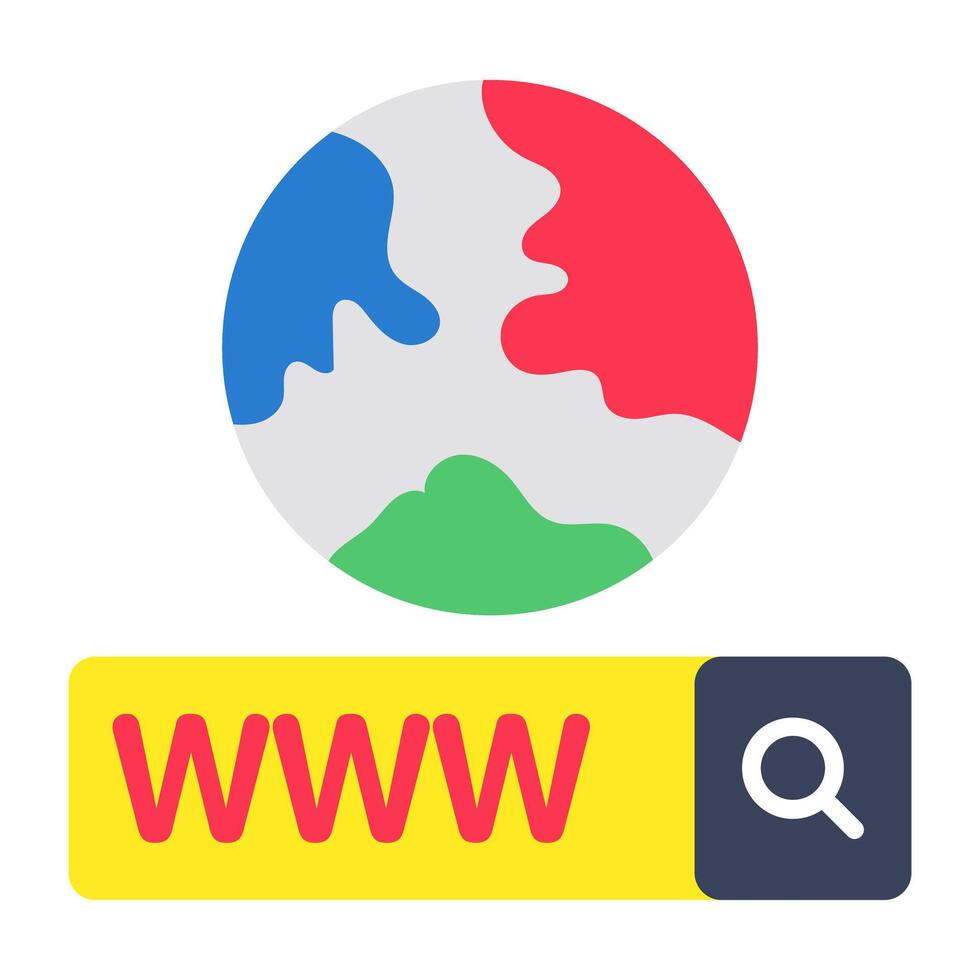 Flat design icon of web browser, www vector