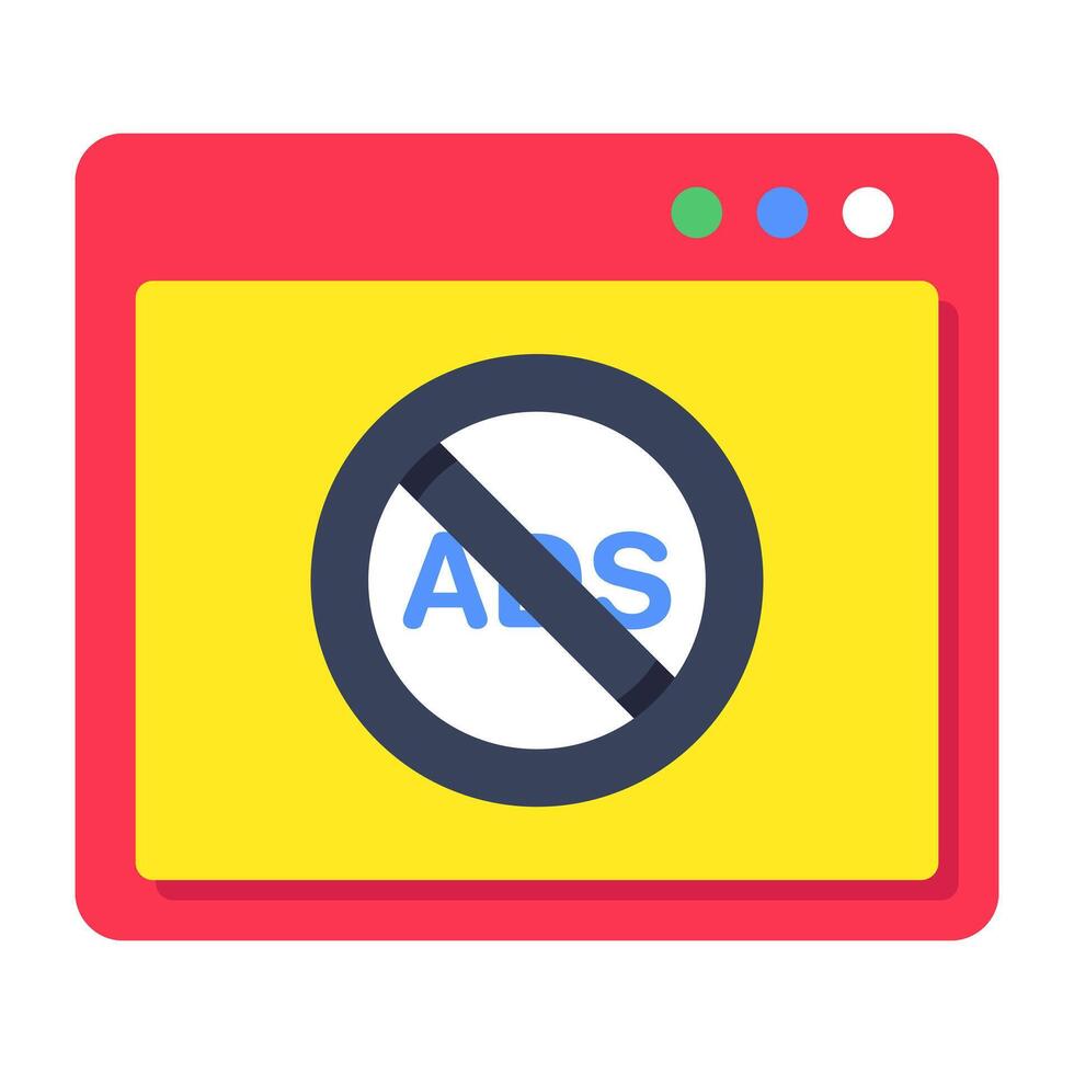 Conceptual flat design icon of stop ad vector