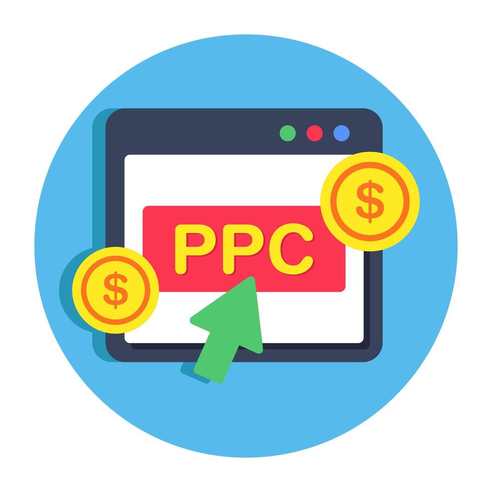 Conceptual flat design icon of pay per click vector