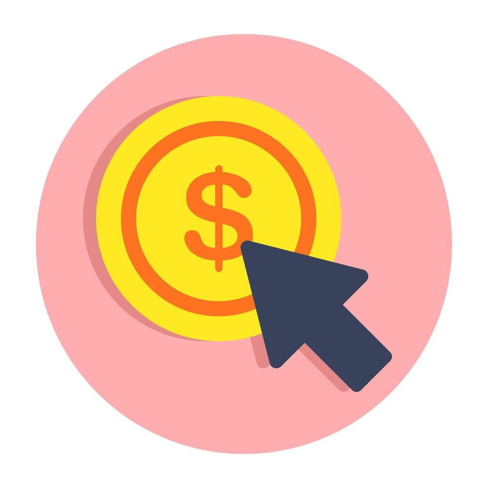 Conceptual flat design icon of pay per click vector