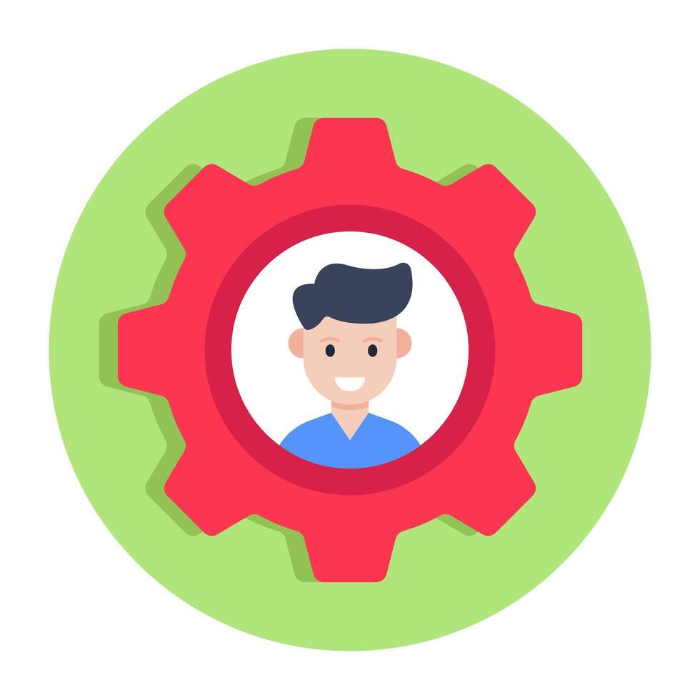 Avatar with gear showing concept of employee setting icon vector