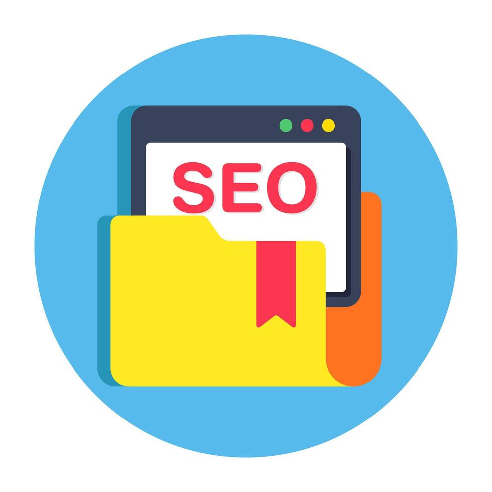 Conceptual flat design icon of Seo folder vector
