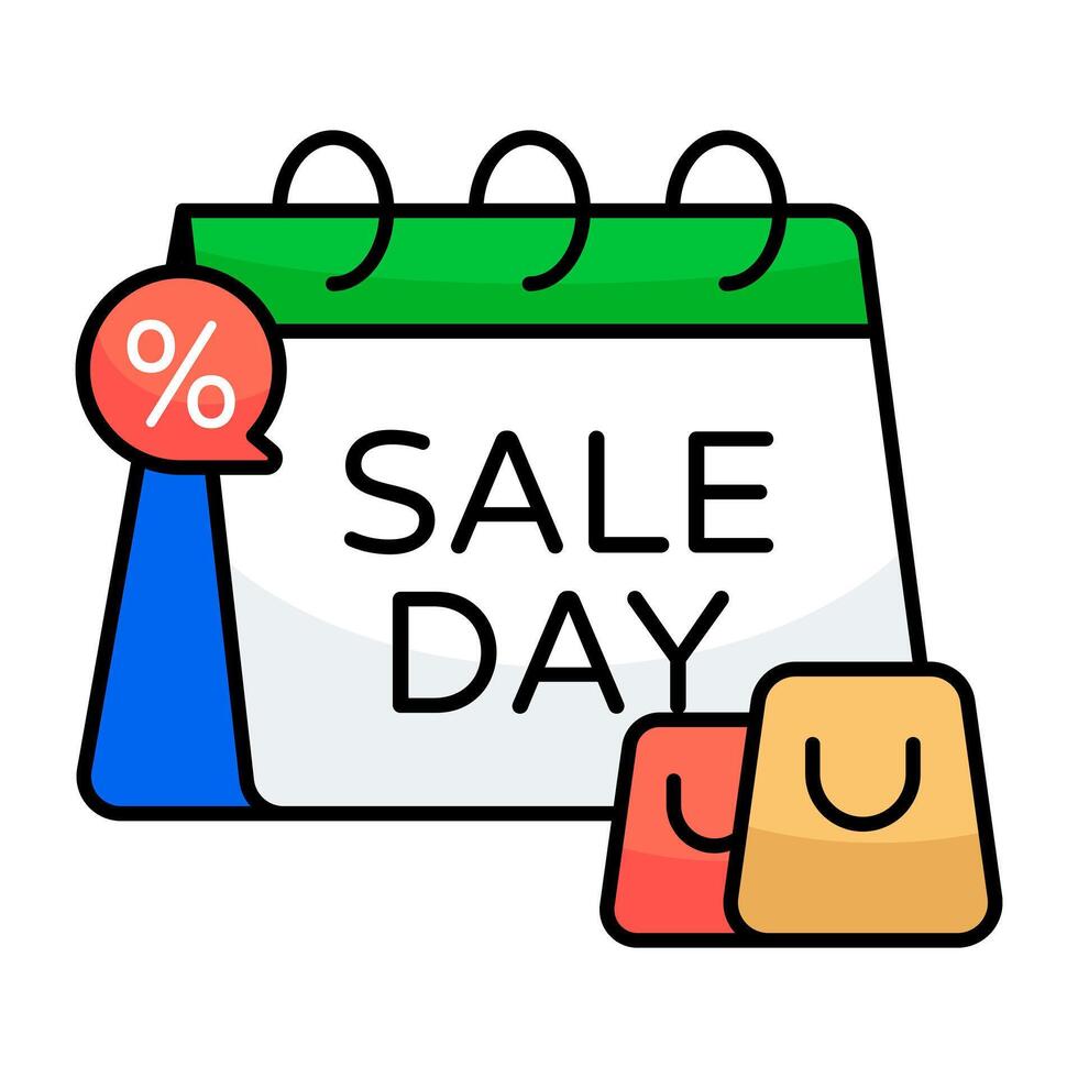 A colored design icon of sale day vector