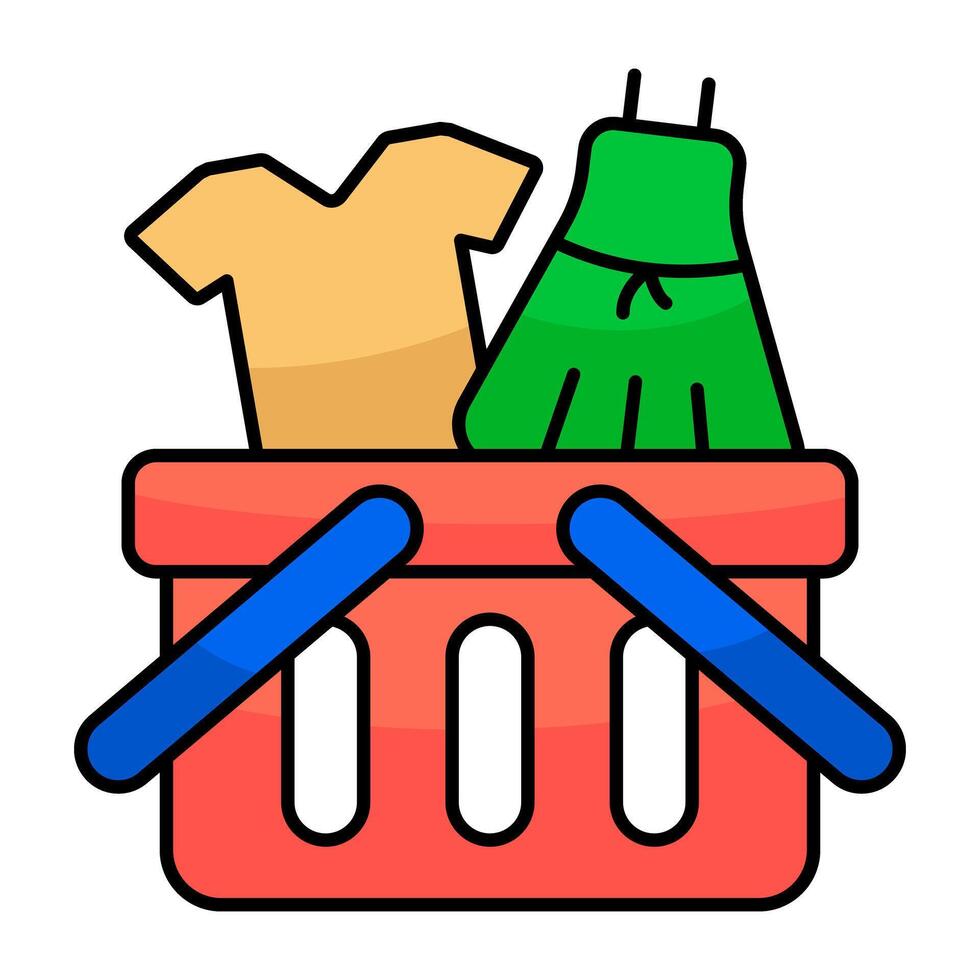 A flat design icon of shopping basket vector