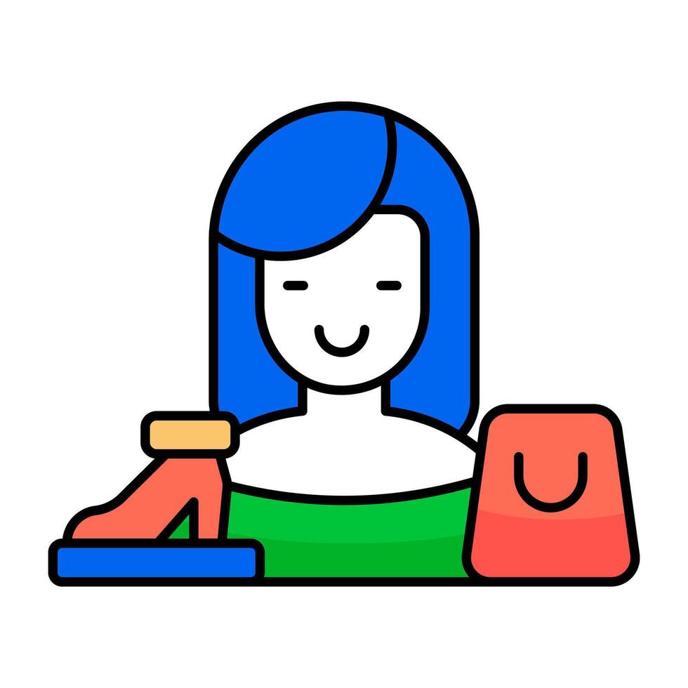 Creative design icon of shopping girl vector