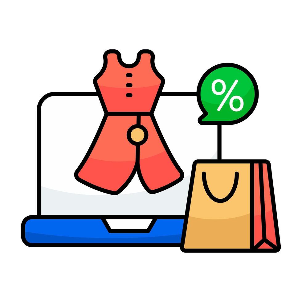 A flat design icon of dress Discount vector